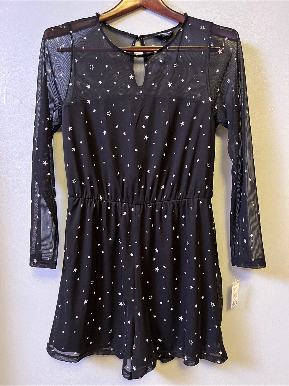 Joe Boxer Black Star-Print Mesh Romper